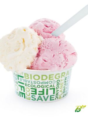 Coppette gelato monouso biodegradabile e compostabile in cartoncino laminato con biopolimero TEXT BIO