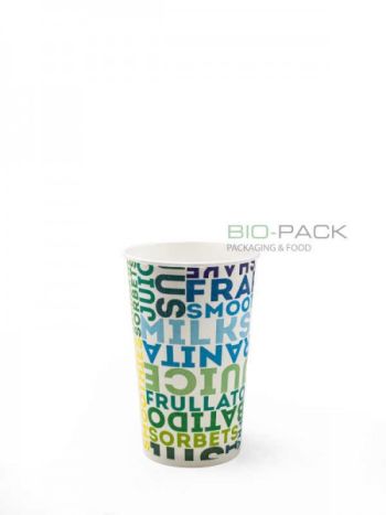 Bicchieri per bevande fredde in cartoncino di fibra vergine bipolitenato TEXT